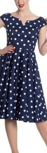 Hell Bunny Nicky Navy/White Polka Dot 50's Dress